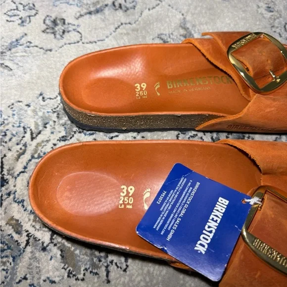 Birkenstock Madrid Big Buckle Oiled Leather Orange - Picture 3 of 7